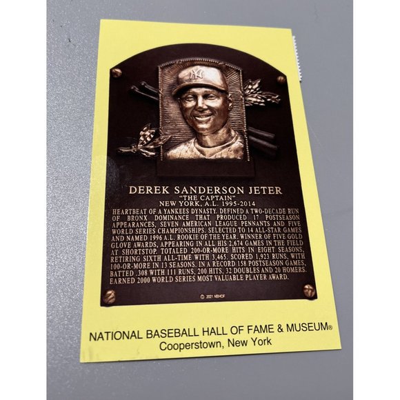 DEREK JETER COOPERSTOWN HALL OF FAME YOGI BERRA POSTAGE STAMP POST CARD - Picture 2 of 4